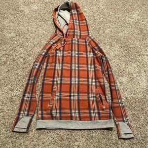 Plaid Orange and Gray Women's Hoodie